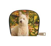 Westie Otoño West Highland White Terrier Perros, Funda de Cuero de PU para Tarjetas, Tarjetero Elegante, Tarjetero Tipo Billetera