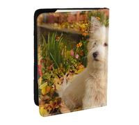 Westie Otoño West Highland White Terrier Perros, Funda para Pasaporte Cartera de Viaje de Cuero PU Funda para Pasaporte Fundas para Pasaporte 6,5 Pulgadas