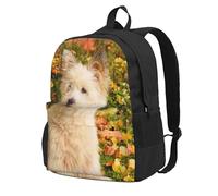 Westie Otoño West Highland White Terrier Perros,Mochila con bolsillos, mochila informal para el día a día, resistente al agua, ideal para la escuela, viajes