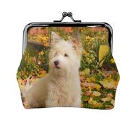 Westie Otoño West Highland White Terrier Perros,Monedero de Piel sintética, Carteras pequeñas, Monedero con Cierre de Broche