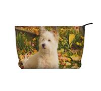 Westie Otoño West Highland White Terrier Perros,Neceser de Pana, Neceser de Maquillaje portátil, Neceser de Viaje