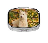 Westie Otoño West Highland White Terrier Perros, Pastillero cuadrado para bolsillo o monedero, pequeño contenedor de pastillas, organizador de pastillas de viaje