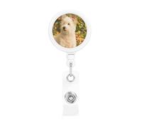 Westie Otoño West Highland White Terrier Perros,Portatarjetas retráctil, portatarjetas enrollable con clip para identificación y pinza de cocodrilo.