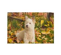 Westie Otoño West Highland White Terrier Perros, Rompecabezas de 1000 Piezas, Rompecabezas de Madera para Toda la Familia, decoración de Pared para Adultos y Adolescentes.