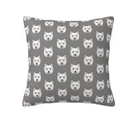 Westie West Highland - Funda de almohada con cremallera oculta, diseño de perros terrier en gris, funda de almohada de poliéster, impresión de doble cara