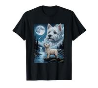 Westie West White Terrier Dog Howling at The Moon Halloween Camiseta