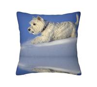 Westie Winter West Highland As Shown Terrier Dogs, funda de almohada con cremallera oculta, funda de cojín de poliéster, funda de almohada decorativa con impresión de doble cara