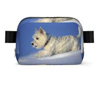 Westie Winter West Highland White Terrier Dogs, Riñonera de Viaje Cuadrada, Bolso de Cintura Informal, Bolso de Pecho, riñonera para Hombres y Mujeres