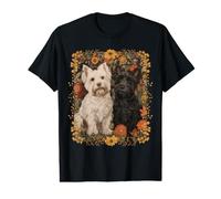 Westie y Scottie en William Morris Style Garden Camiseta gráfica económica