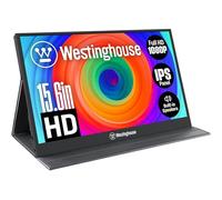 Westinghouse 15.6 Inch Portable Monitor for Laptop & Travel, 1080p, 60Hz, IPS Display, Full HD Screen with Magnetic Protective Cover, Built in Speakers, 1x Mini HDMI, 1x USB Type-C