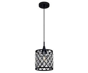 Westinghouse 63627 Luminaria Colgante de Interior de una lámpara, Acabado en Negro Mate con Cristales