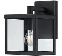 Westinghouse iluminación 6124240 Moderno aplique para exteriores de 1 brazo Queensland, acabado negro texturizado, vidrio transparente