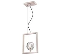 Westinghouse iluminación 63676 Lámpara colgante para interiores Zoa de un solo brazo, acabado en níquel cepillado con cristal