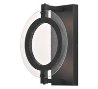 Westinghouse iluminación 63741 Aplique LED para exteriores regulable Maddox de un solo brazo, acabado negro mate con vidrio fantasía transparente