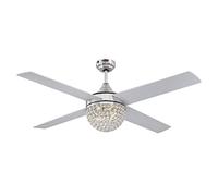 Westinghouse iluminación 72206 Ventilador de techo con luz y control remoto de estilo contemporáneo Kelcie, 132 cm, acabado en níquel cepillado, pantalla de joyas de cristal