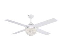 Westinghouse iluminación 72262 Ventilador de techo con luz y control remoto de estilo contemporáneo Kelcie, 132 cm, acabado blanco, pantalla de joyas de cristal