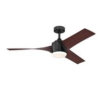 Westinghouse iluminación 72270 Ventilador de techo con luz LED y control remoto de estilo moderno Evan, 132 cm, acabado negro mate, vidrio esmerilado opalino