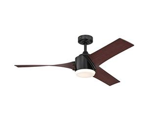 Westinghouse iluminación 72270 Ventilador de techo con luz LED y control remoto de estilo moderno Evan, 132 cm, acabado negro mate, vidrio esmerilado opalino