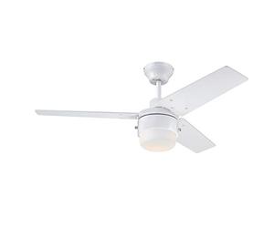 Westinghouse iluminación 73042 Ventilador de techo con luz moderno Talia, 105 cm, acabado blanco, vidrio opalino esmerilado