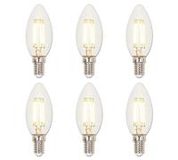 Westinghouse Lighting 57129 Bombilla LED de filamento transparente regulable C35 equivalente a 40 W con base E14, paquete de 6
