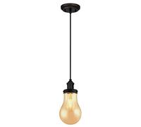 Westinghouse Lighting One-Light Indoor Pendant Lámpara de Techo en Forma de Lágrima, Bronce aceitado con vidrio ámbar
