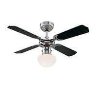 Westinghouse Lighting Portland Ambiance Ventilador de Techo E27, 60 W, Acabado en Cromo con aspas Reversibles en Blanco/Negro
