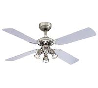 Westinghouse Lighting Princess Euro Ventilador de Techo GU10, Acabado en estaño Oscuro/Cromo con aspas Reversibles en wengué/Blanco