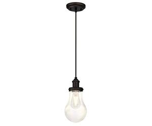 Westinghouse One-Light Indoor Pendant Lámpara de Techo, Bronce aceitado con vidrio transparente, 160 cm