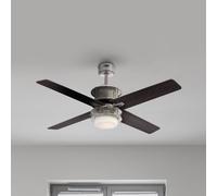 Westinghouse. Ventilador de techo Oscar para interiores, níquel cepillado, 122 cm, con mando, con luminaria led regulable con cristal de ópalo esmerilado