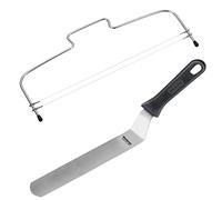 Westmark 1 Separador de Base para Tartas con 2 alambres de Corte dentados y 1 Paleta en ángulo, 39,5 cm, Acero Inoxidable, Longitud 32 cm, simplex Duo, Plata/Negro, 716022E9