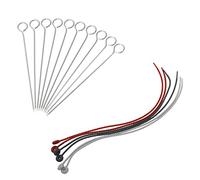 Westmark 152422E6 - Juego de 10 agujas de ruleta + 6 cuerdas para freír (2 piezas, acero inoxidable/silicona, plata/rojo/gris claro), color gris oscuro