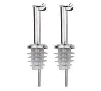 Westmark 2 Boquillas de botella para servir bebidas espirituosas/aceite/vinagre, con tapa, con tubo de aire, Metal, acero inoxidable, Corcho de silicona, Inox Standard, Plateado, 45532280