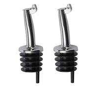 Westmark 2 Boquillas de botella para servir bebidas espirituosas/aceite/vinagre, con tapa, con tubo de aire, Metal, acero inoxidable, Corchos de plástico, Inox Gastro, Plateado, 46822280
