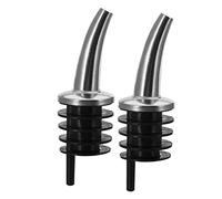 Westmark 2 Boquillas de vertido para botellas de aguardiente/aceite, cortos, Con tubo de aire, metal/latón, sin níquel, tapón de plástico, Classic Gastro, plata/negro, 43722280