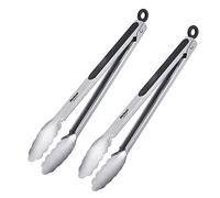 Westmark 2 pinzas para barbacoa/servir, Con brazos de acero inoxidable y mangos engomados, Longitud: 35 cm, Acero inoxidable/plástico, Classic Spezial Maxi, Plata/Negro, 162522E3