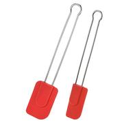 Westmark 2 Rasquetas para cocinar y amasar con cabeza de silicona, Longitud: 22,5 cm/28,5 cm, Silicona/acero inoxidable, Silicona, Rojo/Plateado, 154622E7