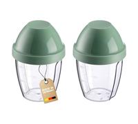 Westmark 2 Vasos/Agitadores con Disco Mezclador Extraíble - Capacidad: 0,25 l, Altura: 12,8 cm, Plástico, Sin BPA - Huevo Mezclador, Color: Transparente/Verde Menta, 308922EM