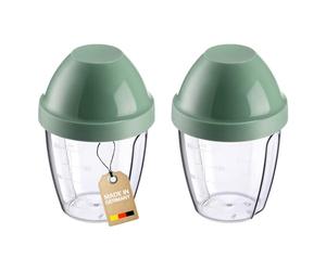 Westmark 2 Vasos/Agitadores con Disco Mezclador Extraíble - Capacidad: 0,25 l, Altura: 12,8 cm, Plástico, Sin BPA - Huevo Mezclador, Color: Transparente/Verde Menta, 308922EM