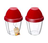 Westmark 2 Vasos Mezcladores con Disco Mezclador Extraíble - Capacidad: 0,25 l, Altura: 12,8 cm, Plástico, Sin BPA - Huevo Mezclador, Color: Transparente/Rojo, 308922ER