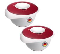 Westmark 315522E3 - Juego de 2 cuencos con tapa dividida (3,5 L, con vertedor, plástico, color blanco y rojo)