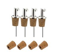 Westmark 4 Boquillas de vertido para licor/Aceite + 4 Tapones de Repuesto, Con Tubo de Aire, Corto, Metal/Acero Inoxidable, Corcho Natural, Inox Gastro, Plateado, 457022E3