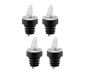 Westmark 4 Boquillas vertedoras para botella, Dispensador con Tubo de Aire, con Anillo Deco, Corcho Plástico, Jet-Pour, Transparente/Negro, 4122248G