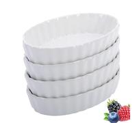 Westmark 4 Cuencos para servir para Crema Catalana, Ovalados, Aptos para horno/microondas, Dimensiones: 13,5 x 8,1 x 2,7 cm, Porcelana, Blanco, 23302260