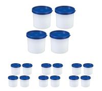 Westmark 4 Recipientes para hierbas/para congelador, Incl. tapa, Capacidad de llenado: 200 ml cada una, Apilables, Plástico, Trio, Color: transparente/azul, 25842270 (Paquete de 4)