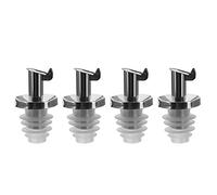Westmark 4 vertedores de aceite/vinagre para botellas, con tapón, metal/acero inoxidable, corcho de silicona, especial para aceite de inox, 478322E3, transparente/plata