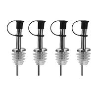 Westmark 4 vertedores de aceite y licores para botellas con cajetín con tráquea, metal y acero inoxidable, tapón de silicona, color plateado