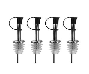 Westmark 4 vertedores de licores/aceite para botellas, con tapa de bucle, con tráquea, metal/acero inoxidable, corcho de silicona, estándar de acero inoxidable, plata, 453322E3