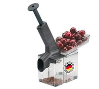 Westmark 4070226Z - Deshuesador de cerezas con borde biselado y cassete grande, plástico/acero inoxidable/aluminio, cereza omat, antracita/transparente