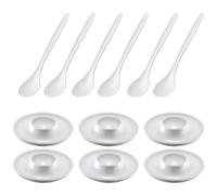 Westmark 6 hueveras, Redondas, ø10 cm y 6 cucharas para Huevos de 14,5 cm, plástico de Calidad, Punto, Blanco, 206222E6