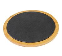 Westmark 696122E1 - Tabla de bambú y pizarra natural para servir (redonda, superficie de 28 cm, bambú/pizarra, tapas + Friends), color marrón claro y antracita